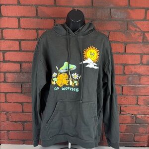 Fanclub Women's Large "No Worries" Pullover Hoodie – Casual, Graphic‎